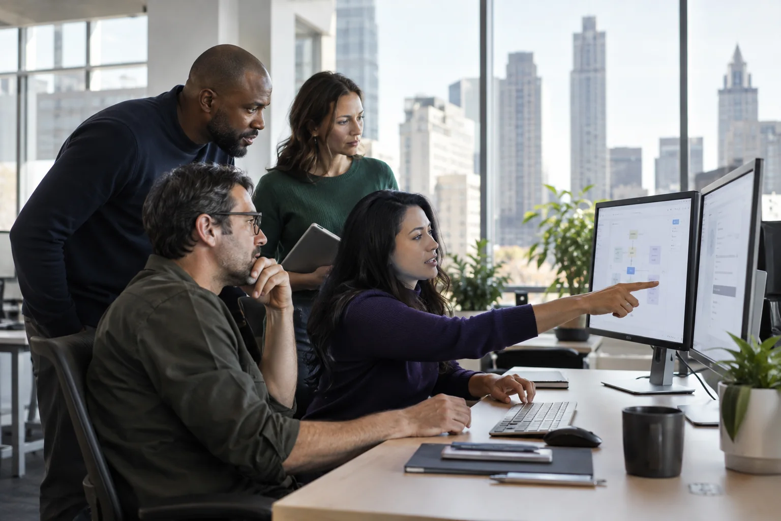 Product and engineering team collaborating on a custom software workflow